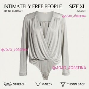 Free People Intimately Turnt Silver Long-Sleeve Bodysuit